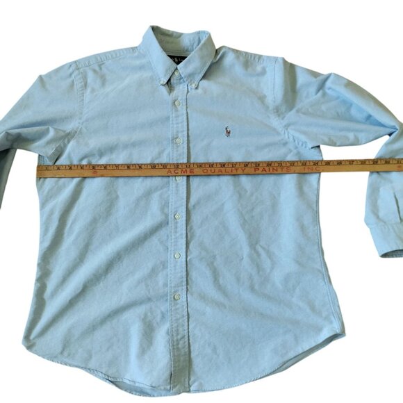 Ralph Lauren Blue Long Sleeve Cotton Custom Fit Button Down Color Pony Cotton XL - Picture 9 of 11